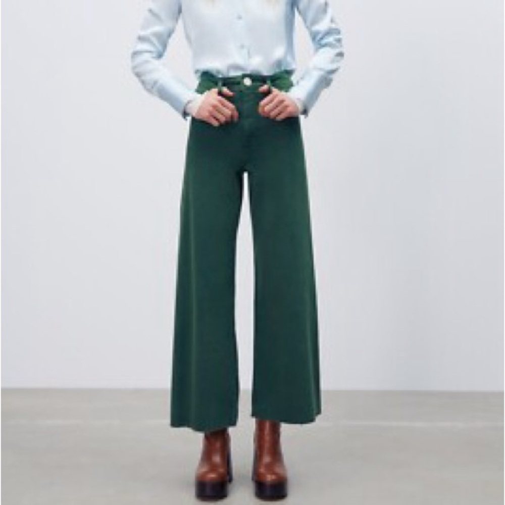 Zara Marine Straight Green Pants